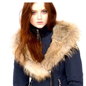 Rudsak Navy goosedown parka with custom genuine fur Blue Fox collar women’s xxl